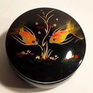 Vintage Japanese Lacquer over Porcelain Box